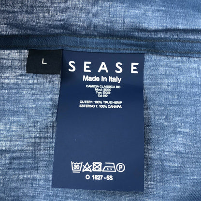 SEASE 26SS Blue Linen Long Sleeve Shirt Size L