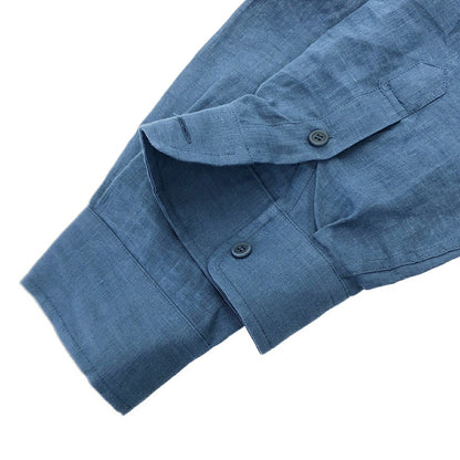 SEASE 26SS Blue Linen Long Sleeve Shirt Size L