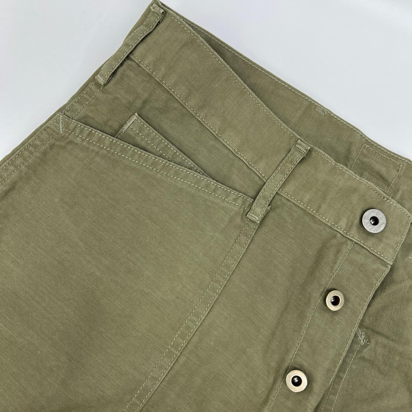 POST O'ALLS Olive Vintage Satin Army Pants