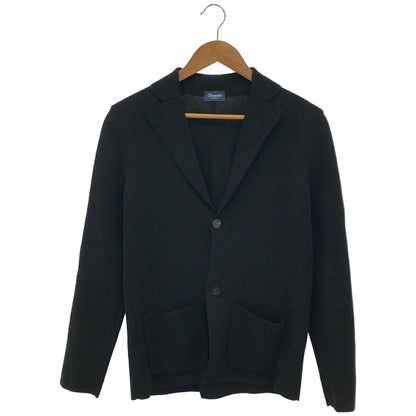 Drumohr Black Cotton Milano Rib Knit 2B Blazer Size 44