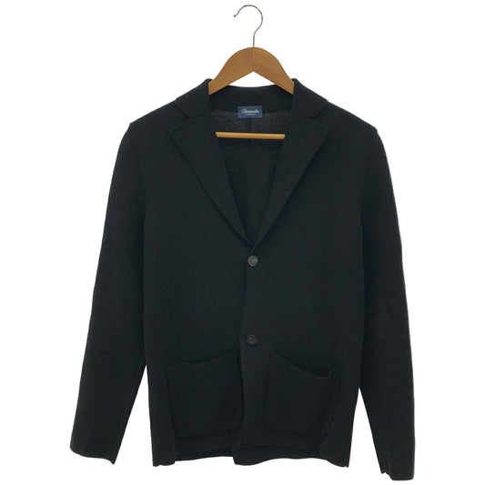 Drumohr Black Cotton Milano Rib Knit 2B Blazer Size 44