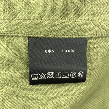 yo asa Olive Linen Herringbone Balmacaan Coat