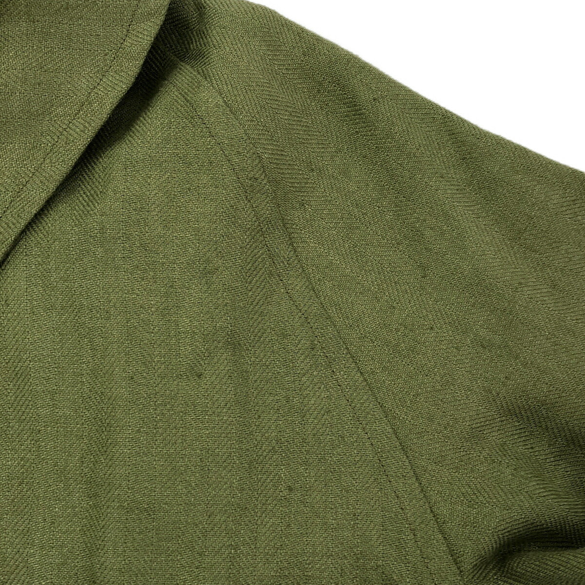 yo asa Olive Linen Herringbone Balmacaan Coat