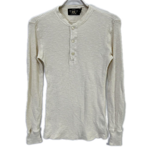 RRL Off-White Cotton Waffle Henley Long Sleeve Shirt Size XS