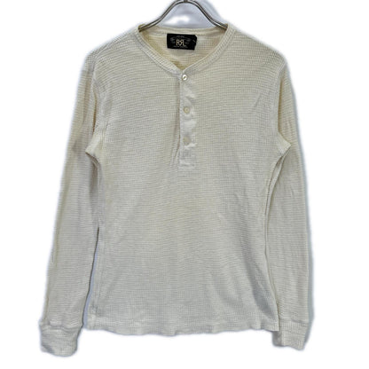 RRL Off-White Cotton Waffle Henley Long Sleeve Shirt Size XS