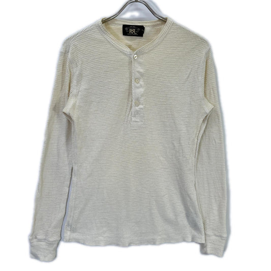 RRL Off-White Cotton Waffle Henley Long Sleeve Shirt Size XS