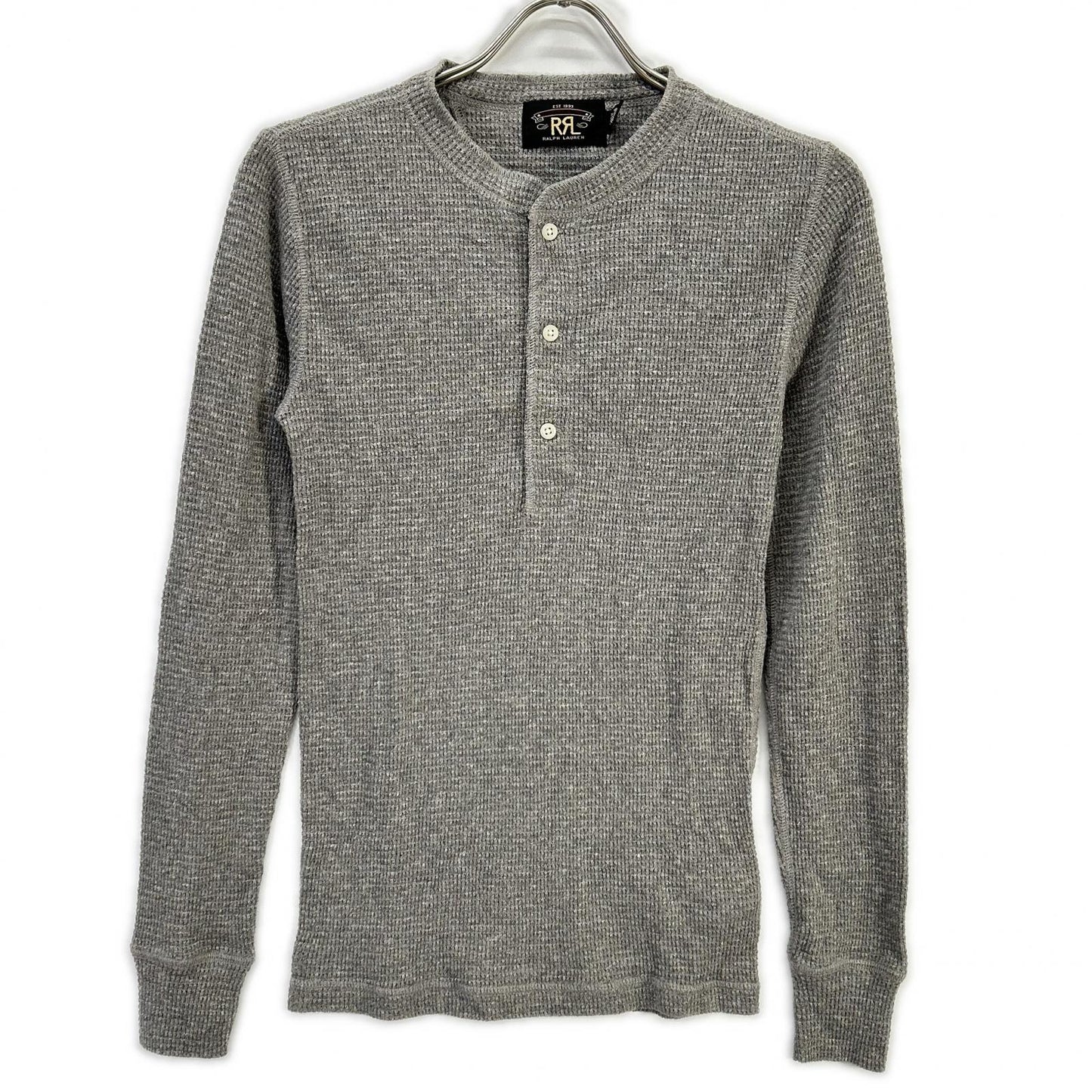 RRL Gray Cotton Henley Waffle Long Sleeve Size XS