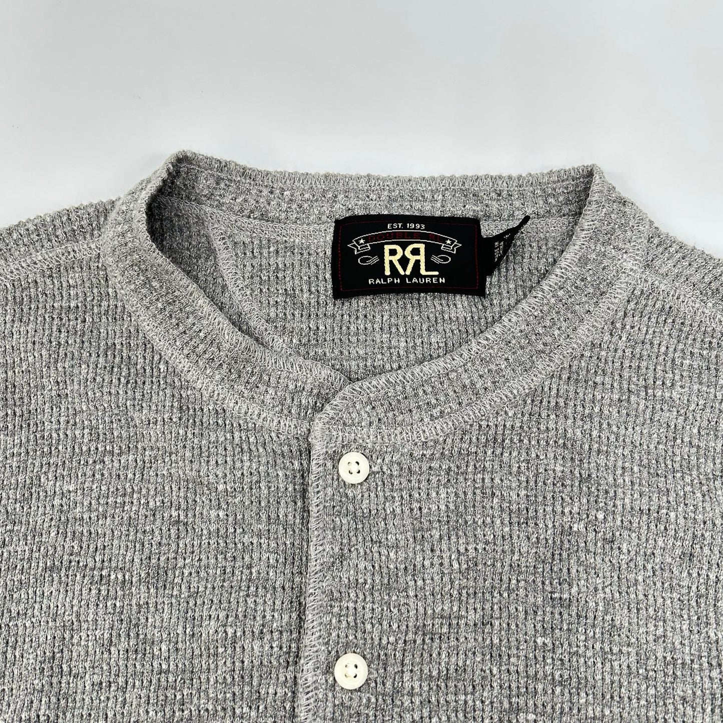 RRL Gray Cotton Henley Waffle Long Sleeve Size XS