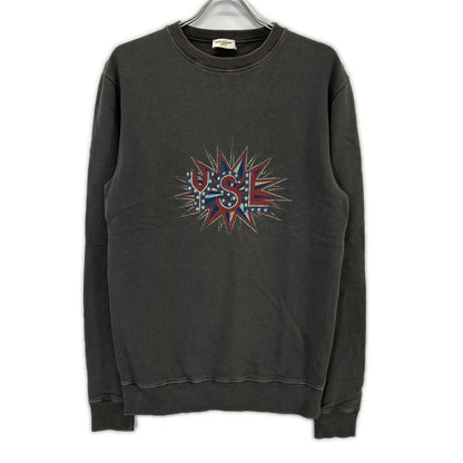 SAINT LAURENT PARIS Faded Gray YSL Logo Sweatshirt Size XS