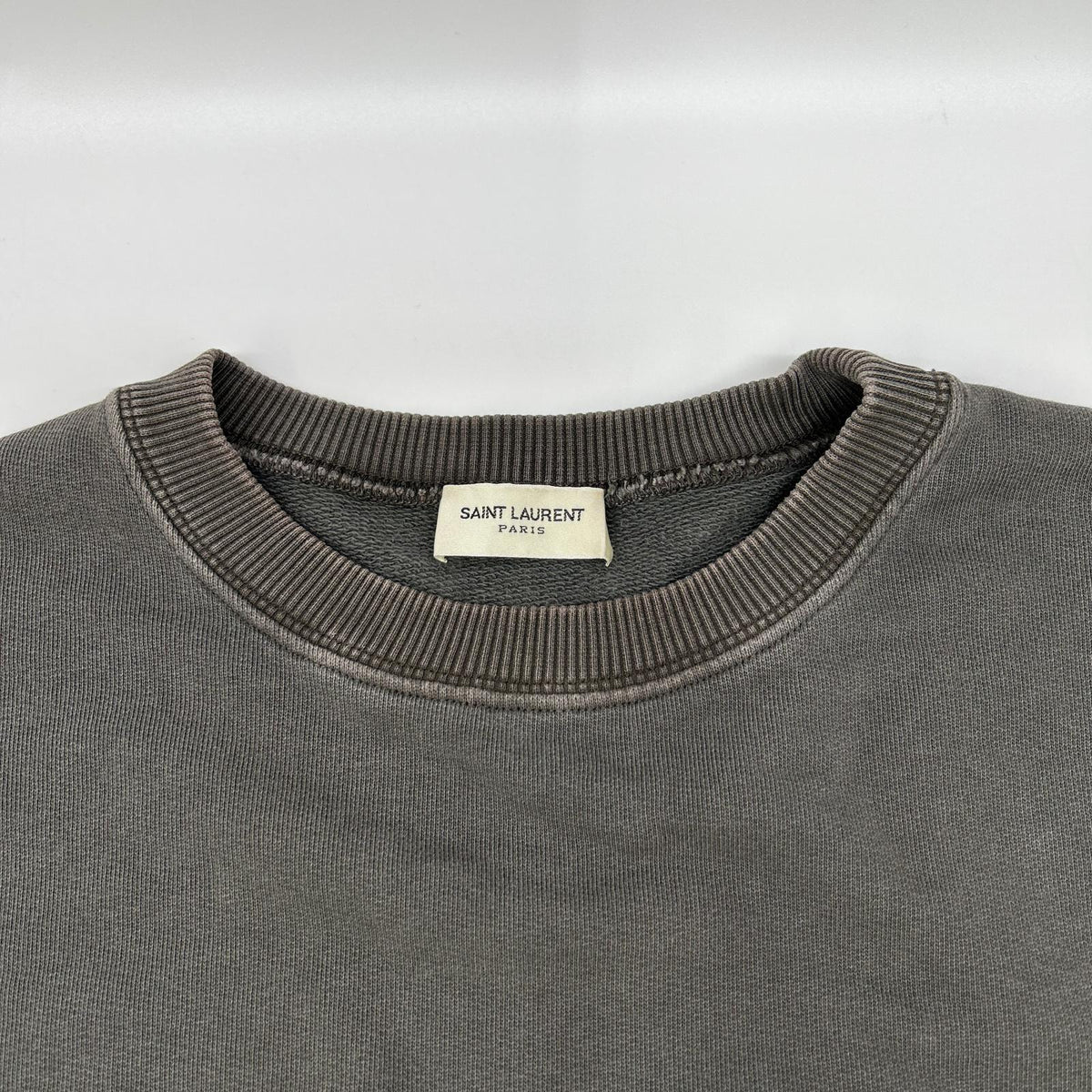 SAINT LAURENT PARIS Faded Gray YSL Logo Sweatshirt Size XS