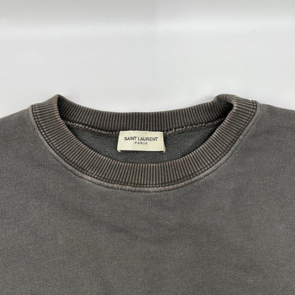 SAINT LAURENT PARIS Faded Gray YSL Logo Sweatshirt Size XS
