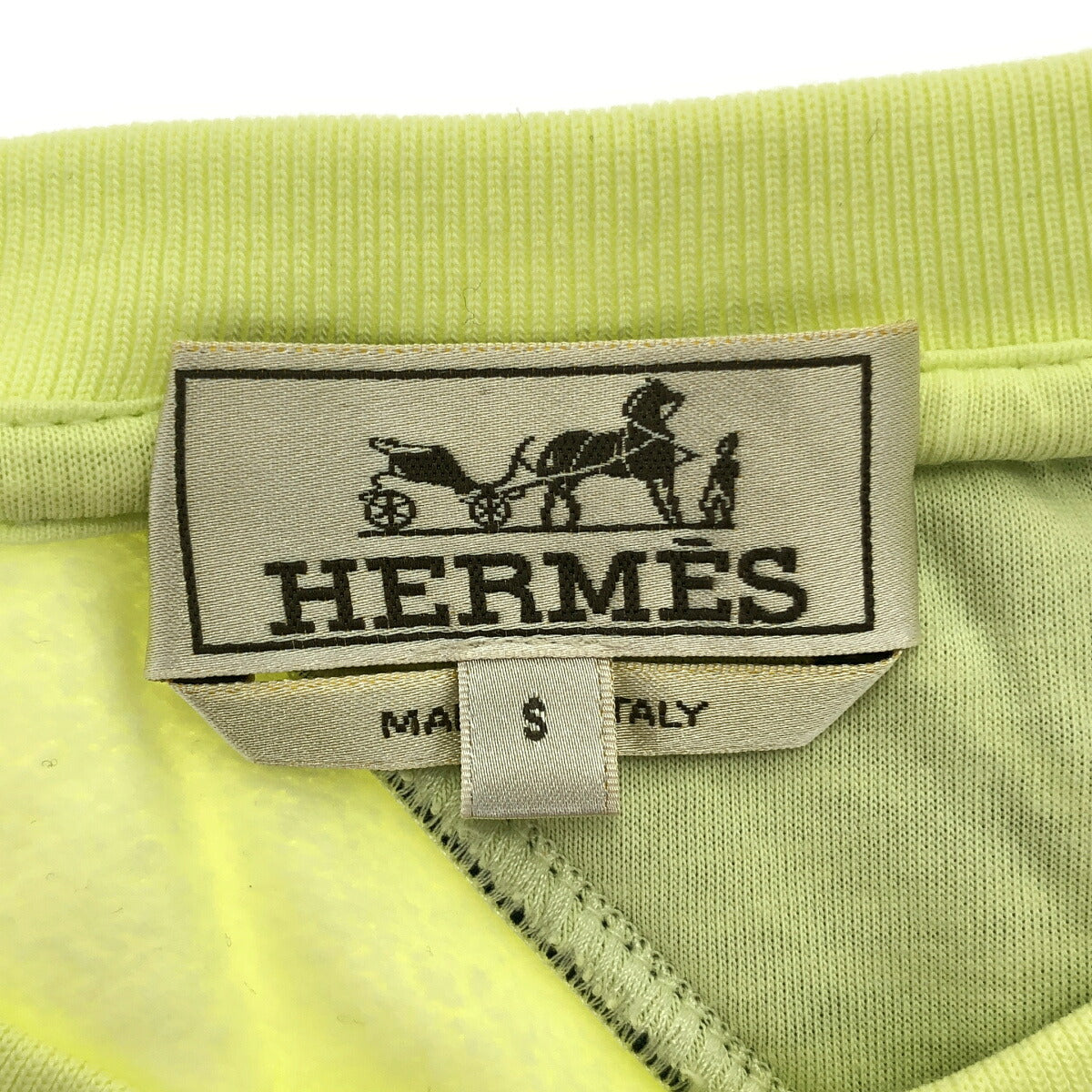 HERMES Yellow Short Sleeve Sweatshirt Size S