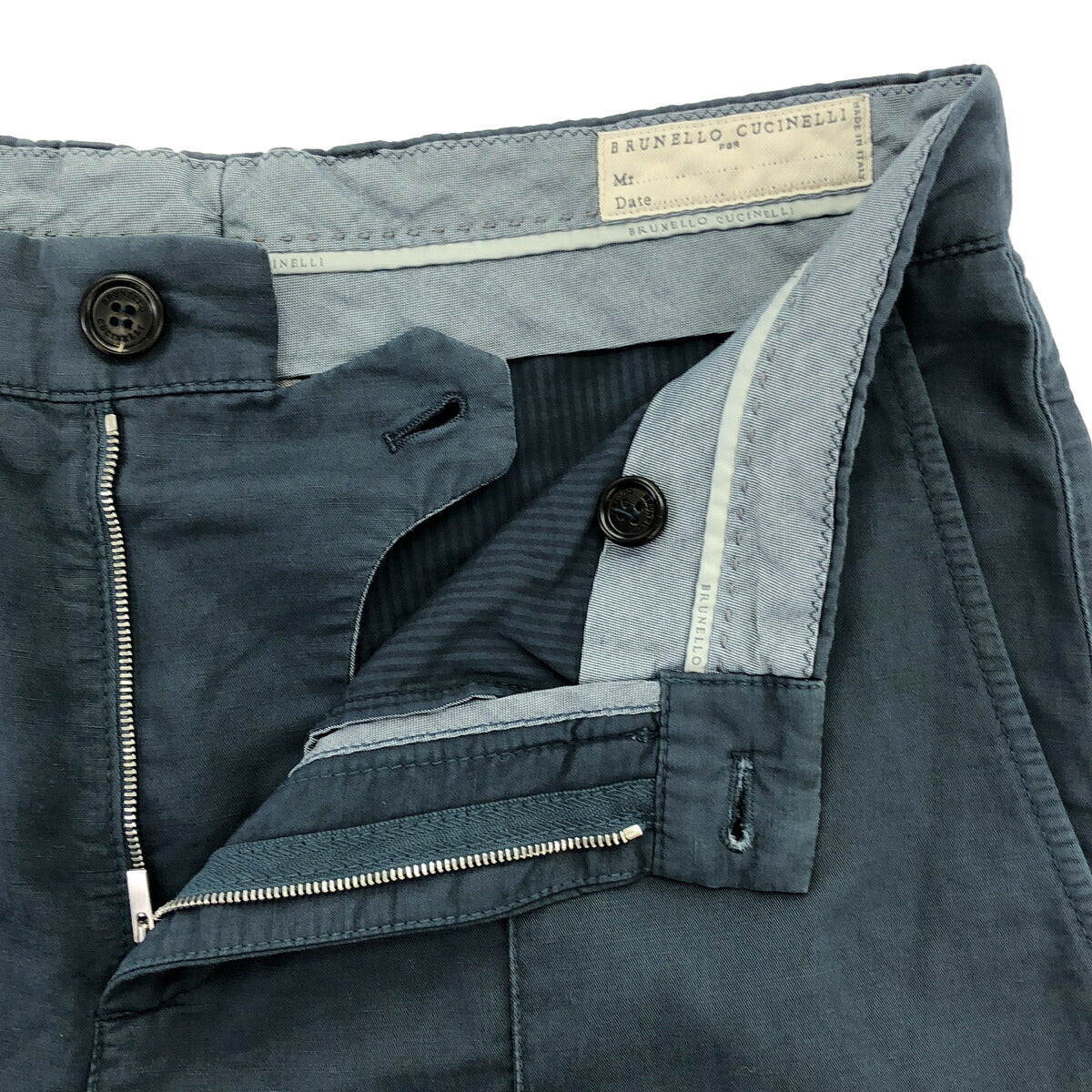 BRUNELLO CUCINELLI Blue Cotton Linen Gabardine Pants Size 46