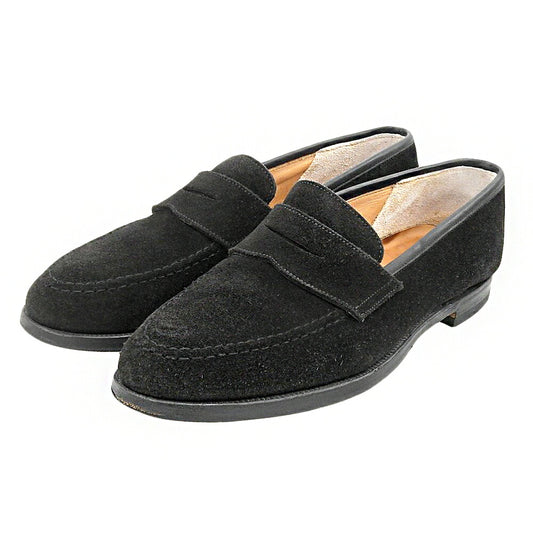 Crockett&Jones Black Suede Boston Coin Loafers Size 8E