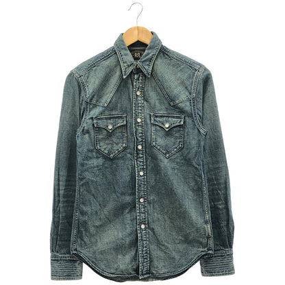 RRL Dark Wash Slim Fit Denim Western Shirt Size XS