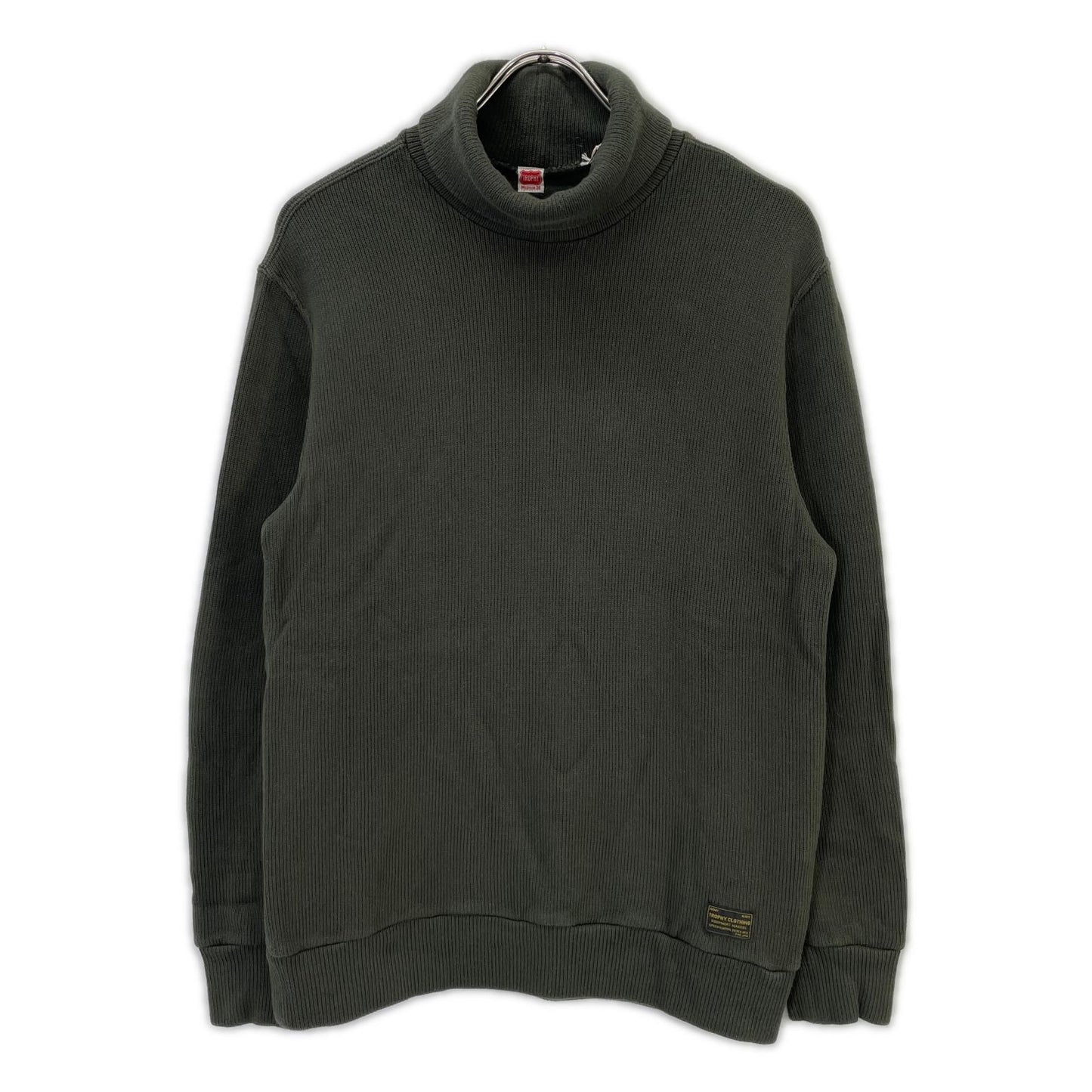 TROPHY CLOTHING Khaki Naval High Neck Long Sleeve Cotton Tee Size 38