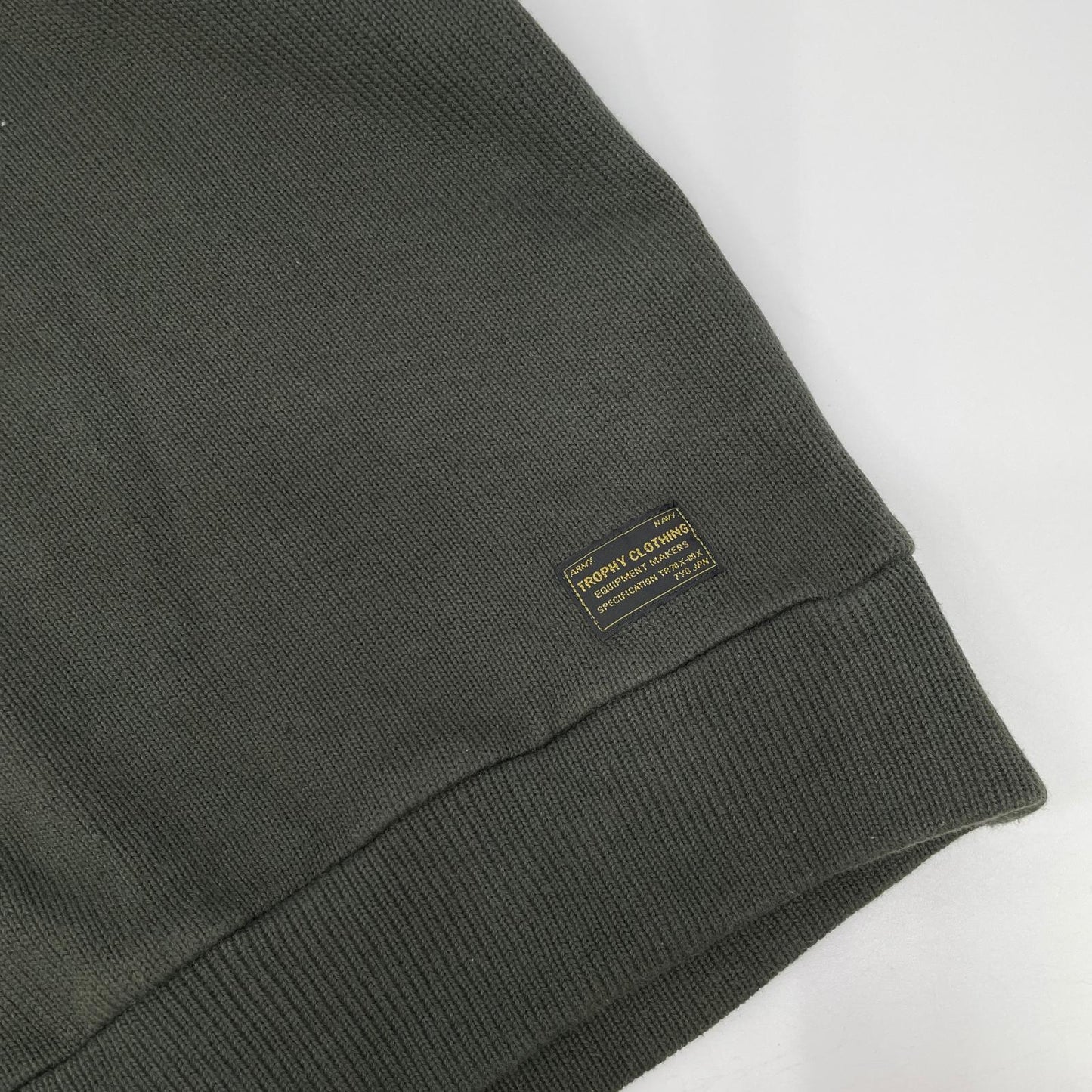 TROPHY CLOTHING Khaki Naval High Neck Long Sleeve Cotton Tee Size 38
