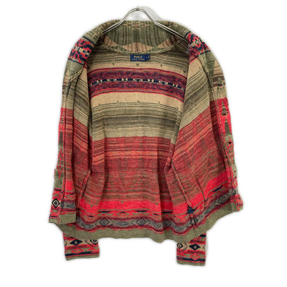 POLObyRalphLauren Native Pattern Wood Linen Cardigan Polo Size L