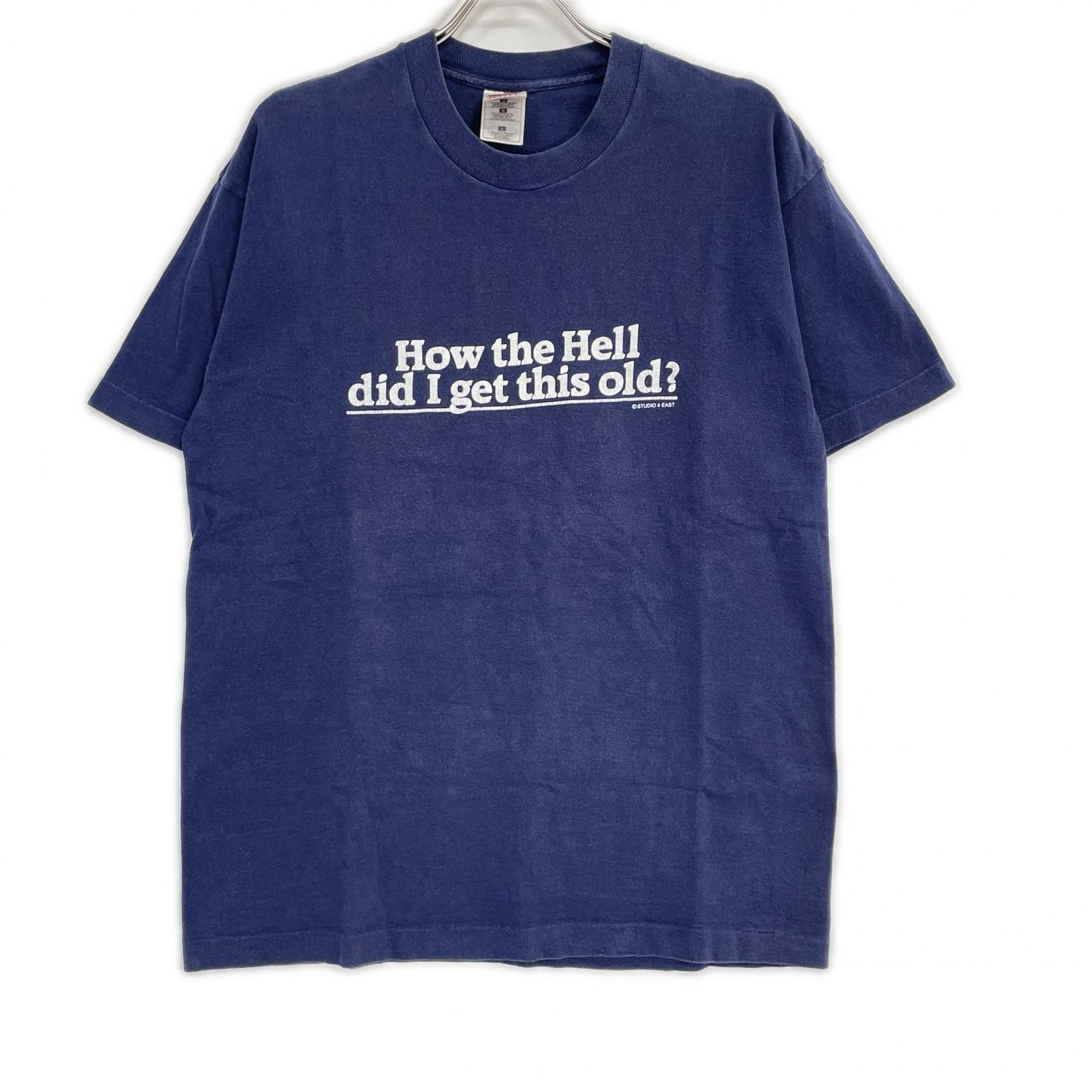 FRUIT OF THE LOOM 90s Vintage "How the T-Shirt Navy Size L