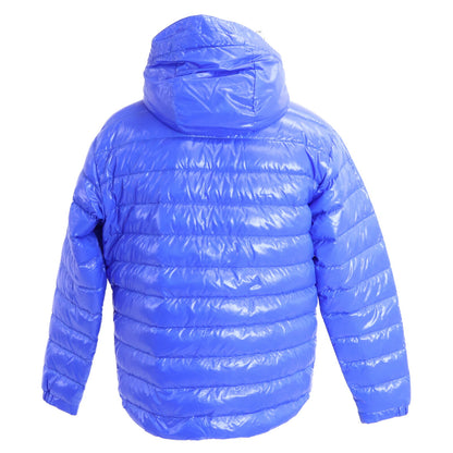 MONCLER BLESLE Tricolor Line Hooded Down Jacket Blue Size 2