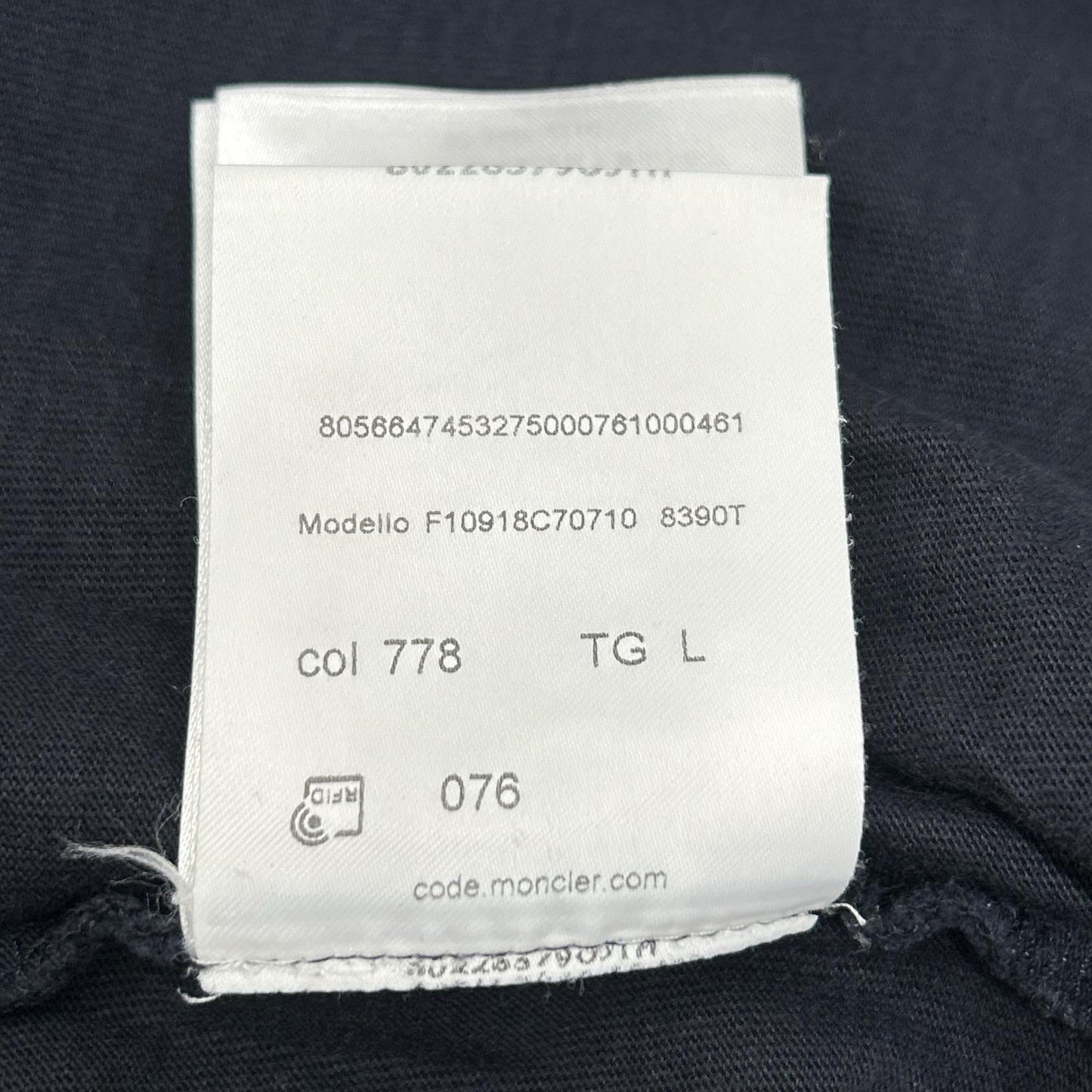 MONCLER 19SS Maglia Logo Print T-Shirt Black/White Size L