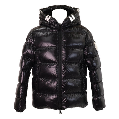 MONCLER DUBOIS Logo Print Hooded Down Jacket Black Size 2