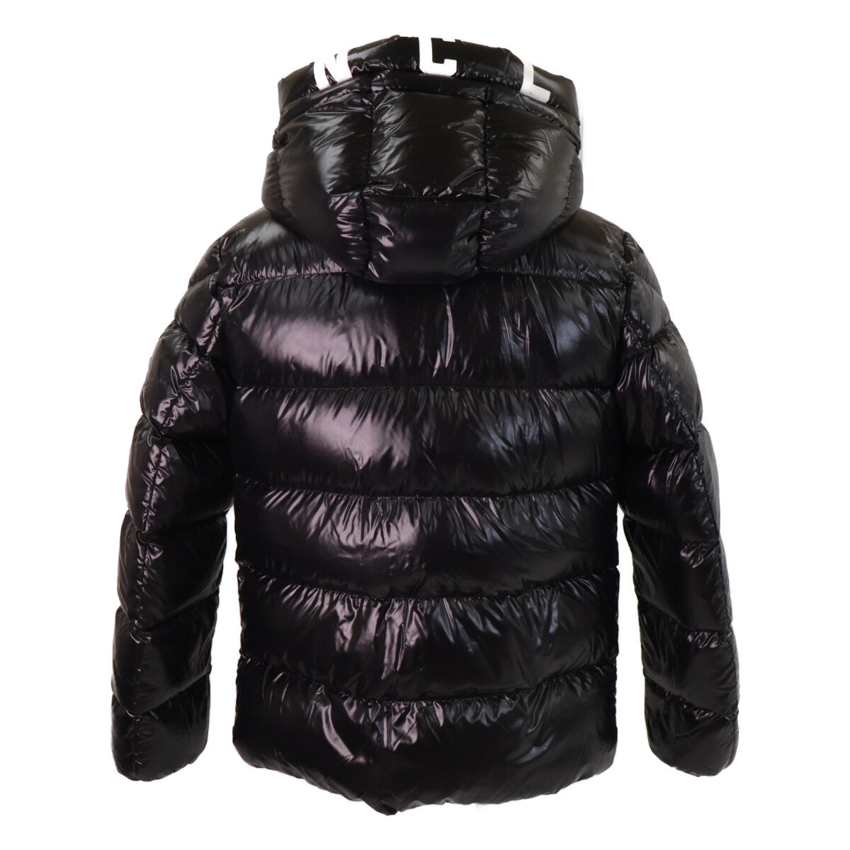 MONCLER DUBOIS Logo Print Hooded Down Jacket Black Size 2