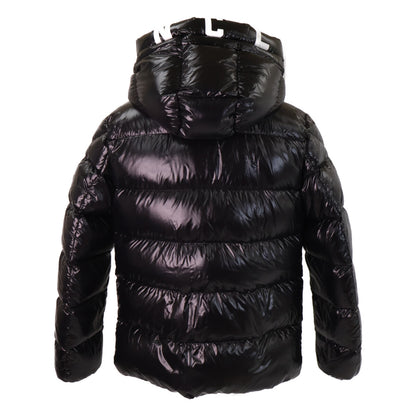 MONCLER DUBOIS Logo Print Hooded Down Jacket Black Size 2