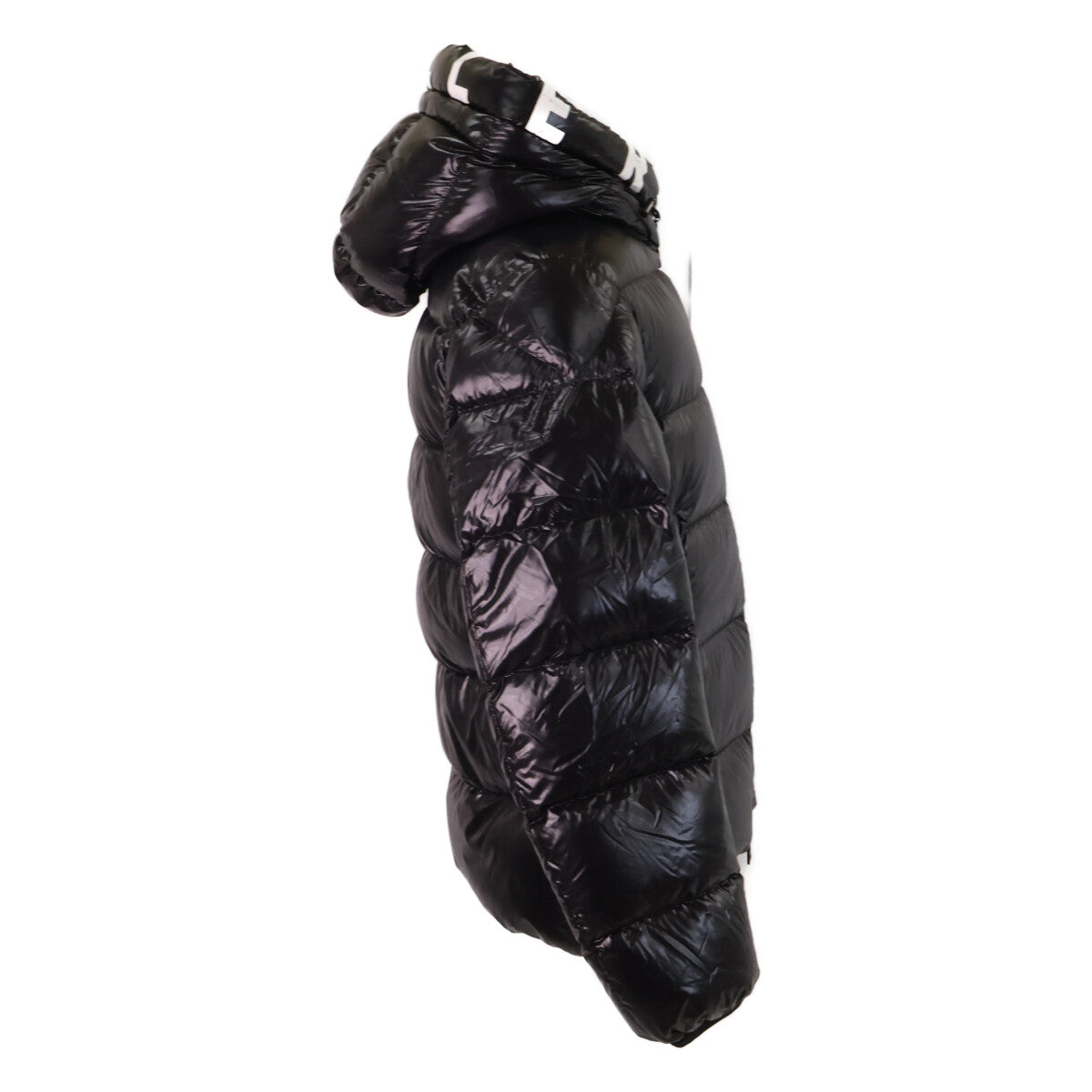 MONCLER DUBOIS Logo Print Hooded Down Jacket Black Size 2
