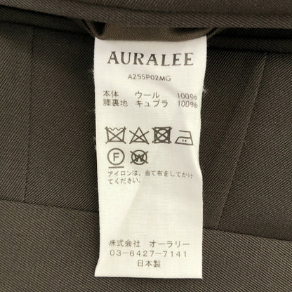 AURALEE 25SS Light Wool Max Gabardine Dark Brown Slacks Size 4