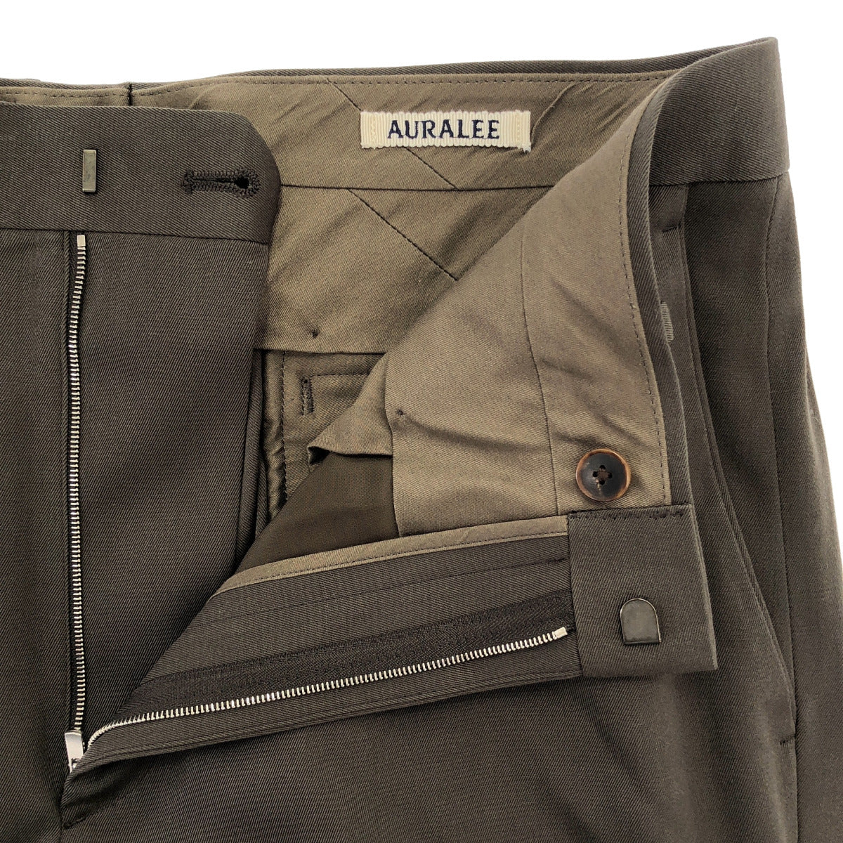 AURALEE 25SS Light Wool Max Gabardine Dark Brown Slacks Size 4