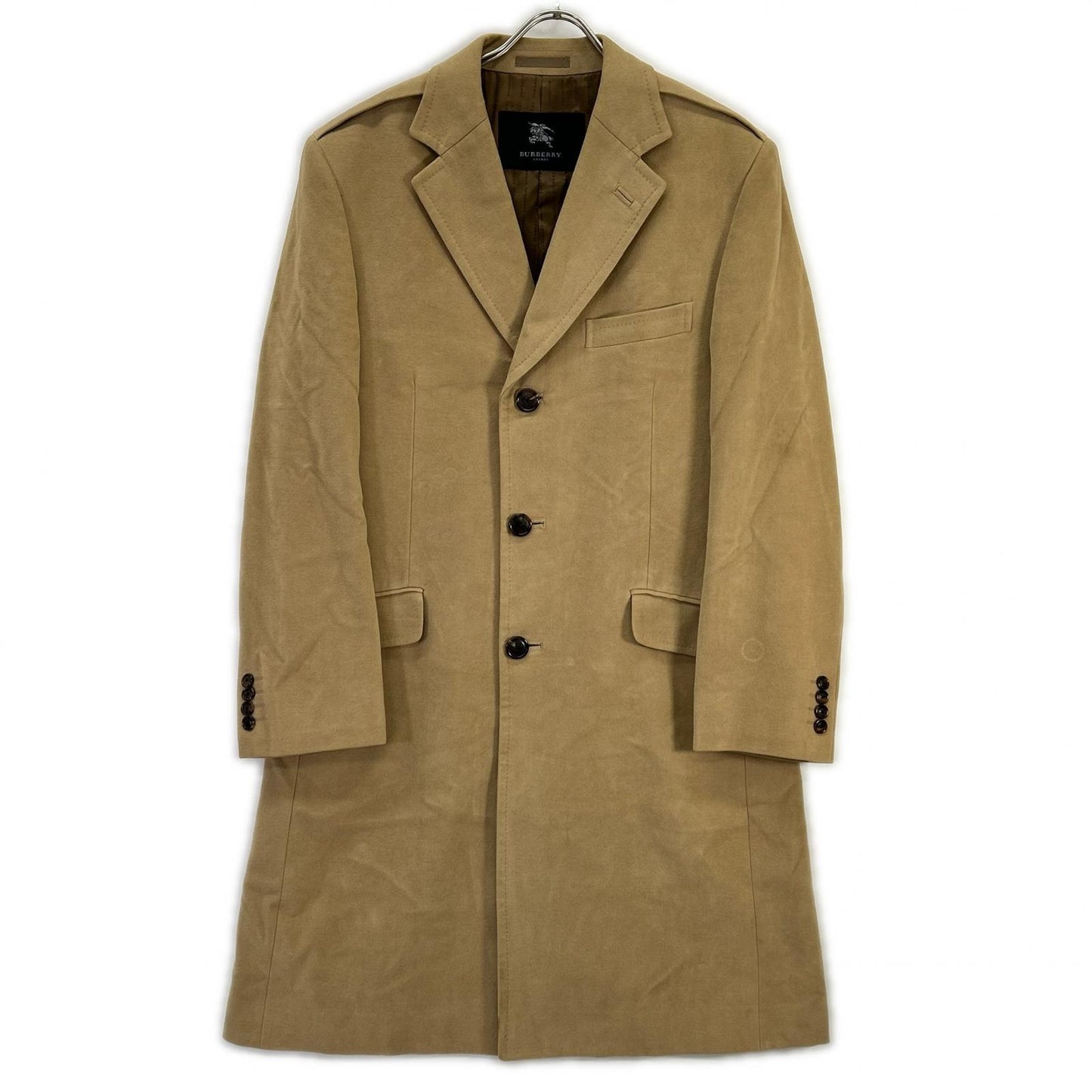 Burberry LONDON Angora Blend Logo Lined Coat Beige Size L