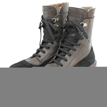 Sergio Rossi Suede Mountain Boa Boots Black/Brown Size 6 1/2