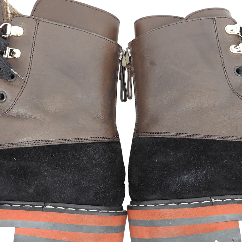 Sergio Rossi Suede Mountain Boa Boots Black/Brown Size 6 1/2