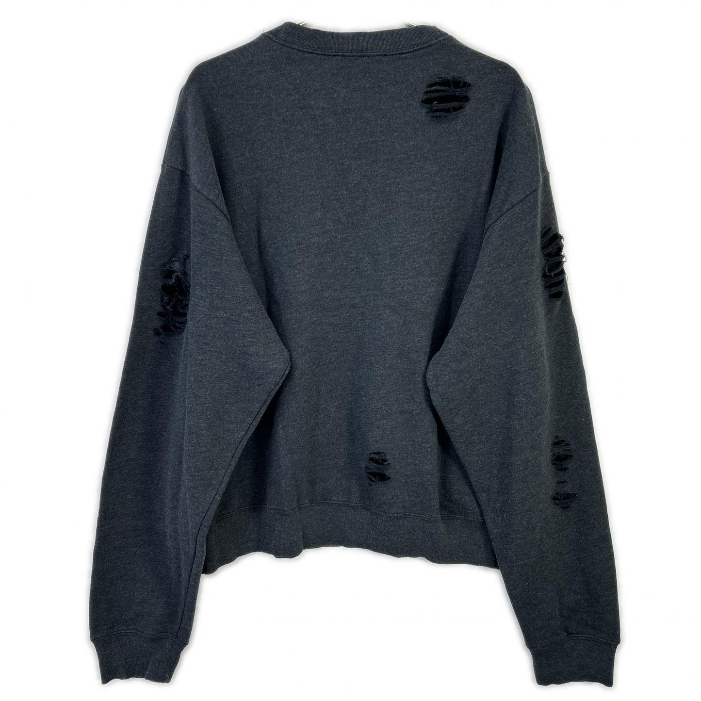 ACNE STUDIOS Charcoal Distressed Logo Sweatshirt Size S