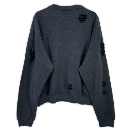 ACNE STUDIOS Charcoal Distressed Logo Sweatshirt Size S