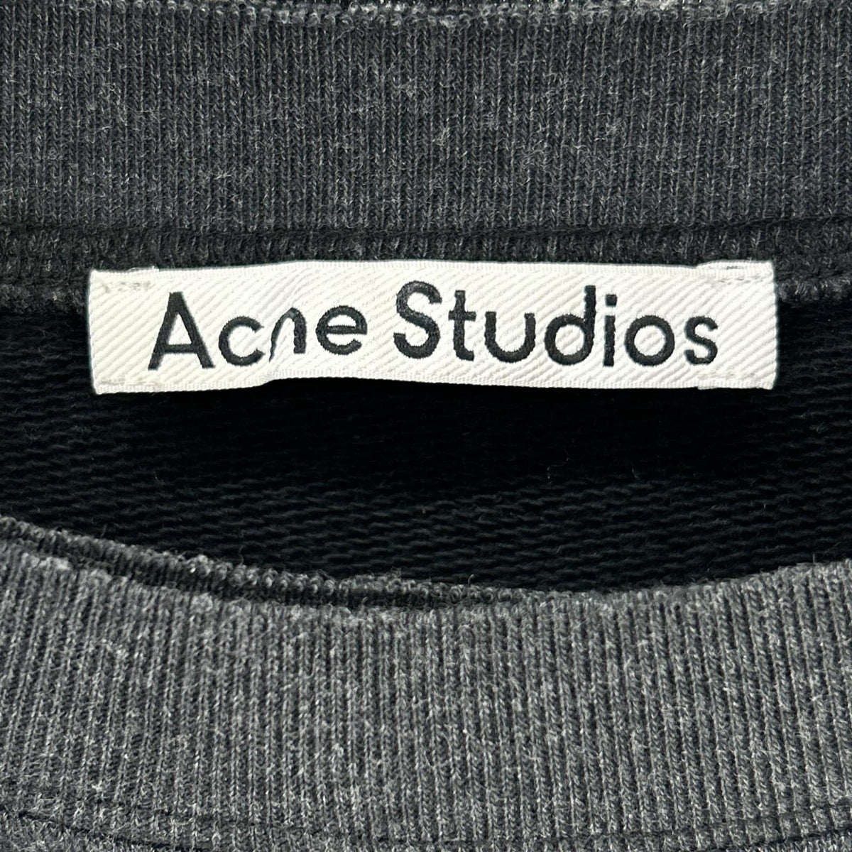 ACNE STUDIOS Charcoal Distressed Logo Sweatshirt Size S