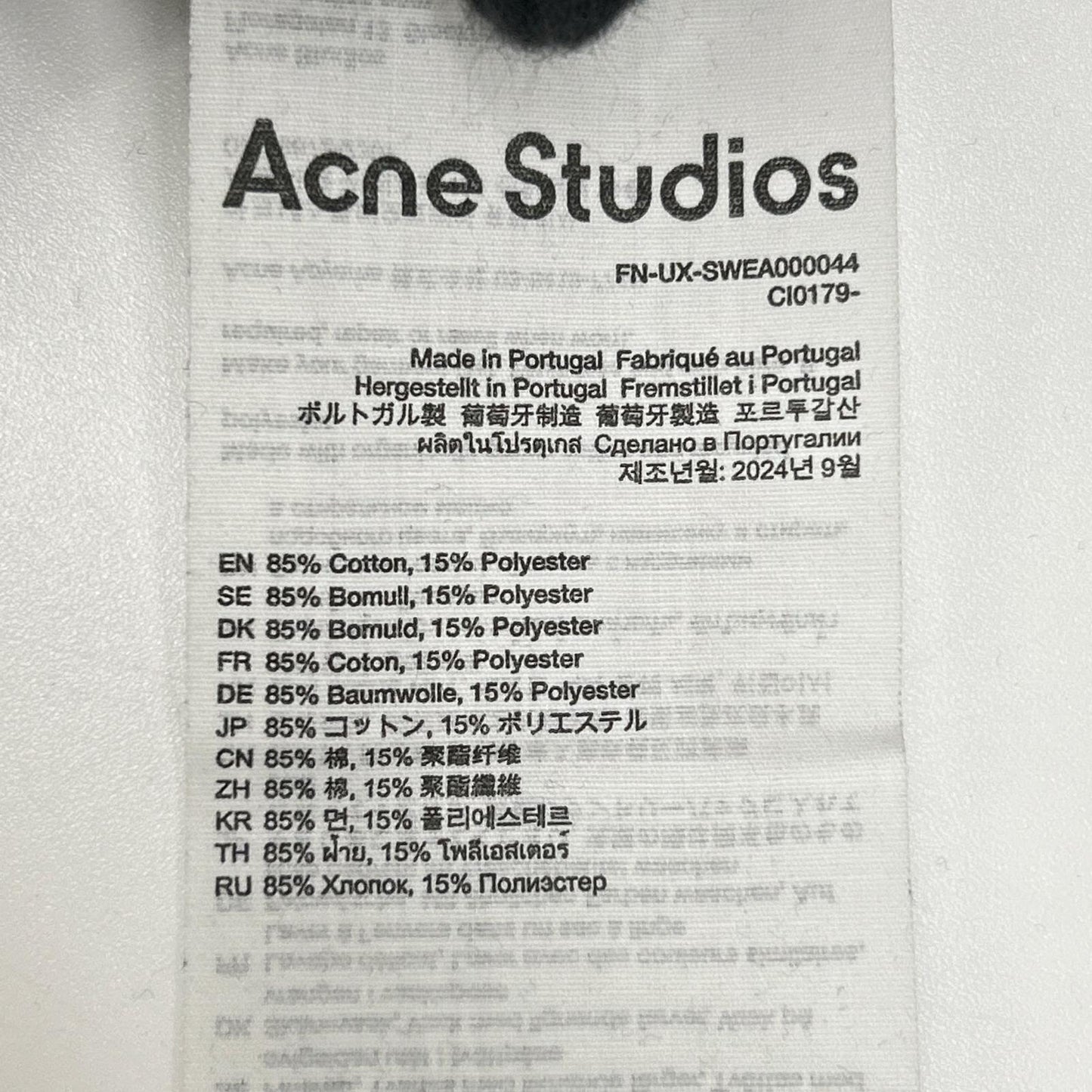 ACNE STUDIOS Charcoal Distressed Logo Sweatshirt Size S