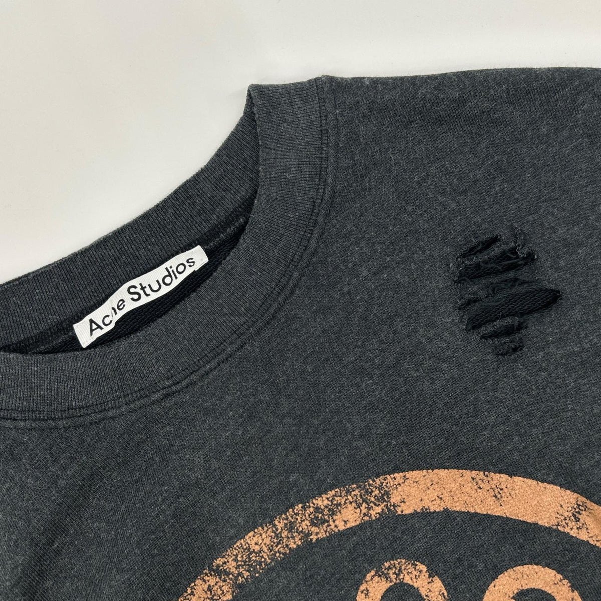 ACNE STUDIOS Charcoal Distressed Logo Sweatshirt Size S