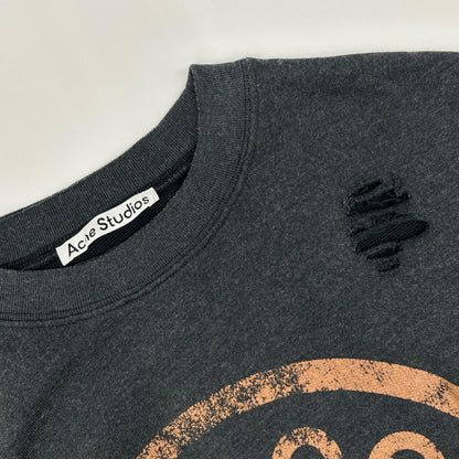 ACNE STUDIOS Charcoal Distressed Logo Sweatshirt Size S