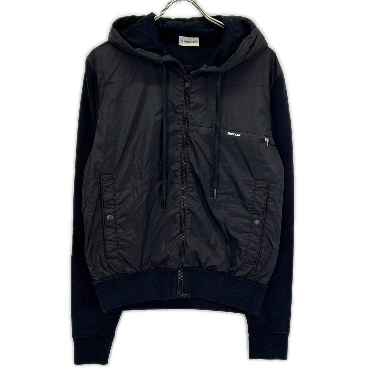 MONCLER '20 Tricot Cardigan Nylon Hooded Jacket Size M