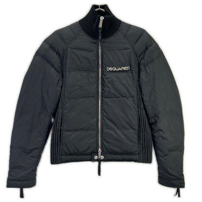 DSQUARED2 Black Nylon Metal Logo Double Down Jacket Size 46