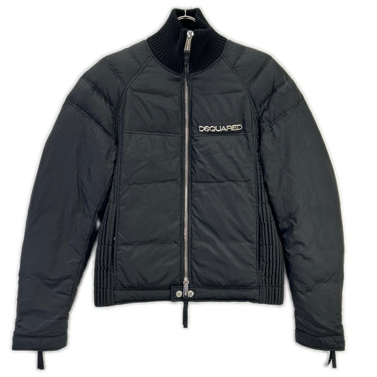 DSQUARED2 Black Nylon Metal Logo Double Down Jacket Size 46