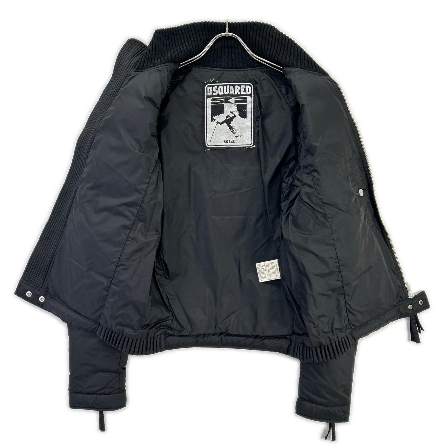 DSQUARED2 Black Nylon Metal Logo Double Down Jacket Size 46