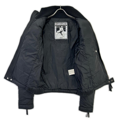 DSQUARED2 Black Nylon Metal Logo Double Down Jacket Size 46