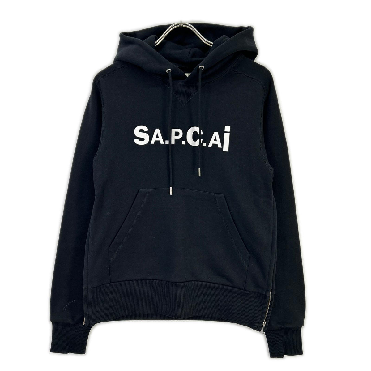 A.P.C. x sacai Black Front Print Hoodie Size XXS