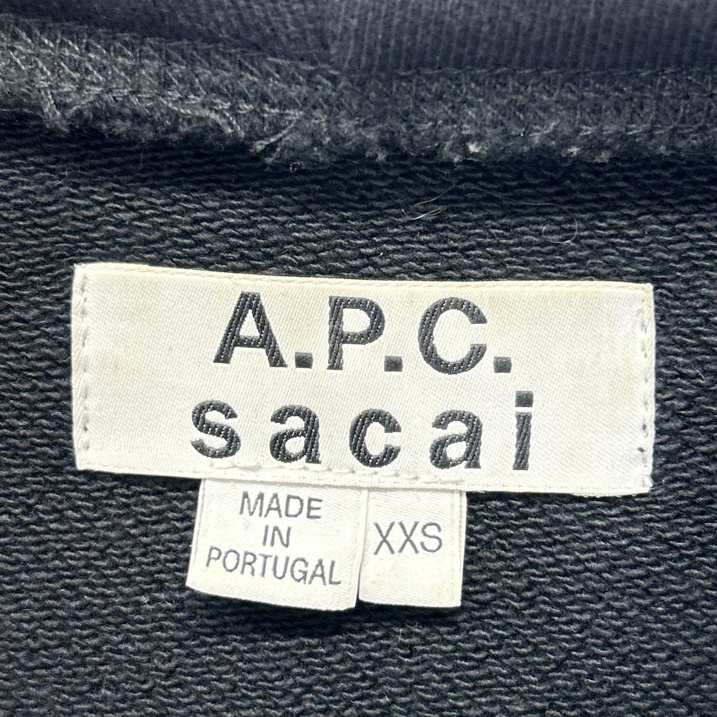 A.P.C. x sacai Black Front Print Hoodie Size XXS