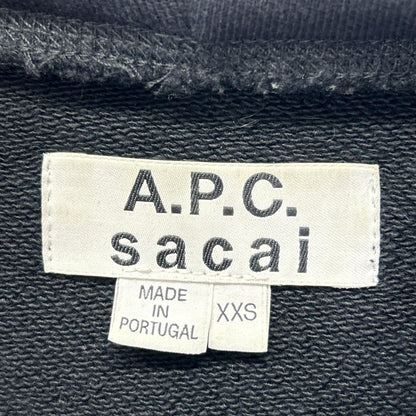 A.P.C. x sacai Black Front Print Hoodie Size XXS