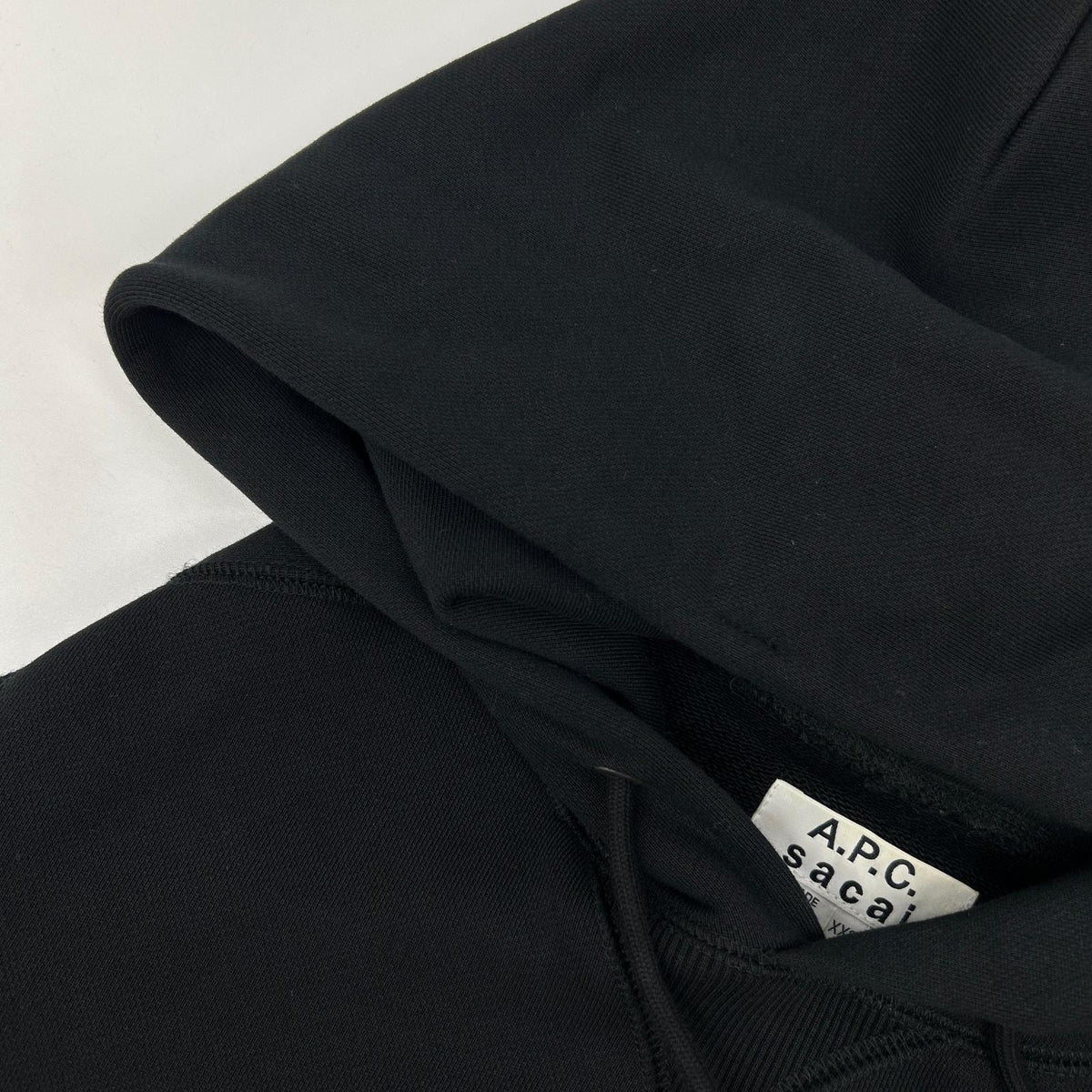 A.P.C. x sacai Black Front Print Hoodie Size XXS