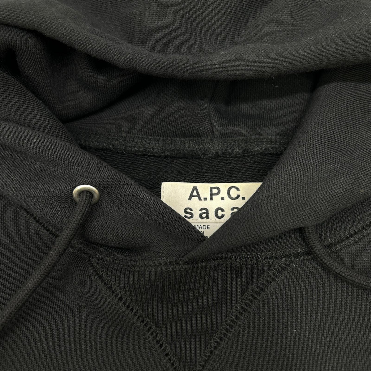 A.P.C. x sacai Black Front Print Hoodie Size XXS